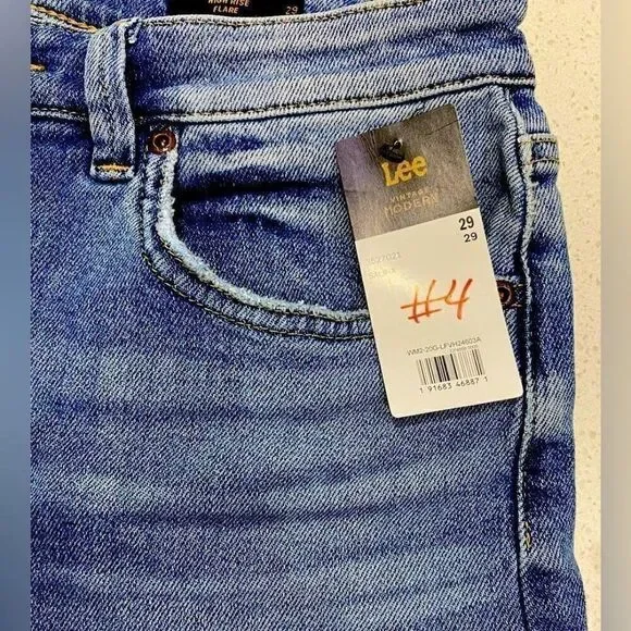 Lee Vintage Modern High Rise Flare Jeans 29x33 NWT Stretch Distressed Denim - Picture 6 of 12